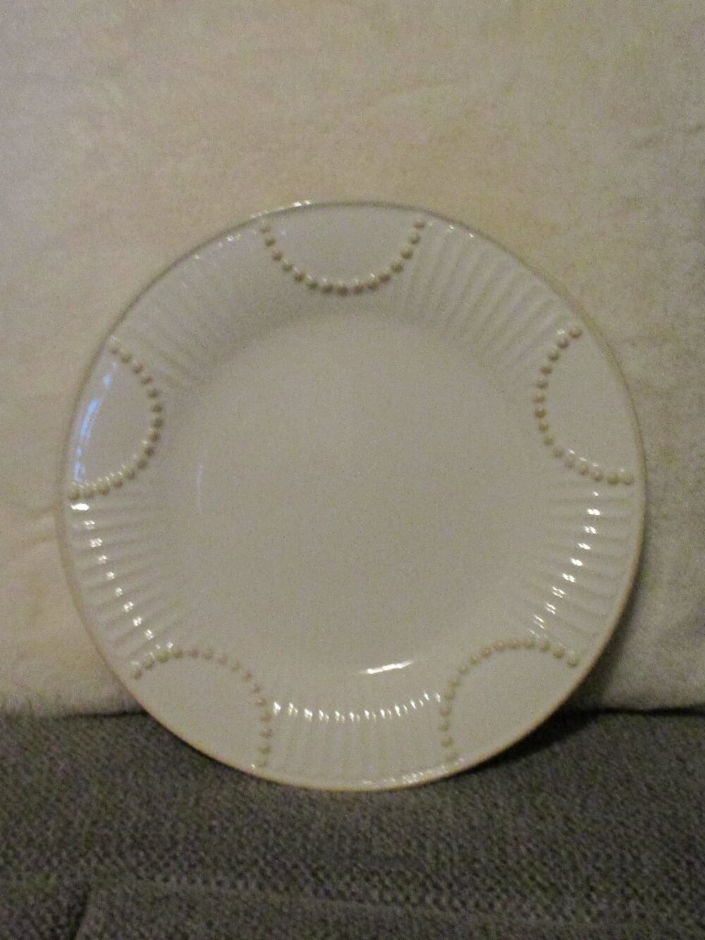 Lenox Butlers Pantry White Cream Luncheon Plate 9" Beaded